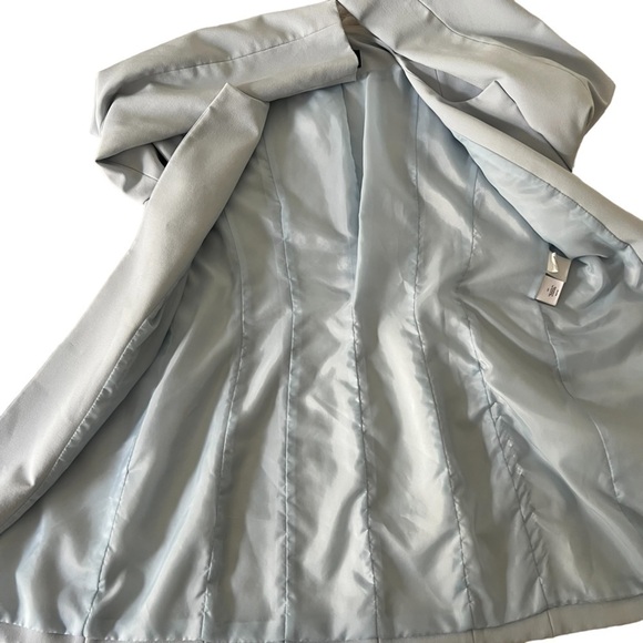 Black Label by Evan Picone Women's 8 Light Blue Blazer Open Front Long Jacket - Picture 4 of 10